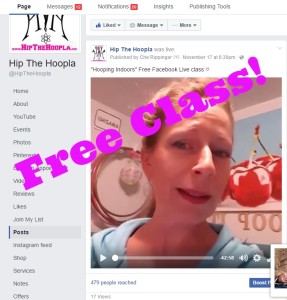 Free Facebook Live Hip The Hoopla humorous hula hoop dance class www.HipTheHoopla.com